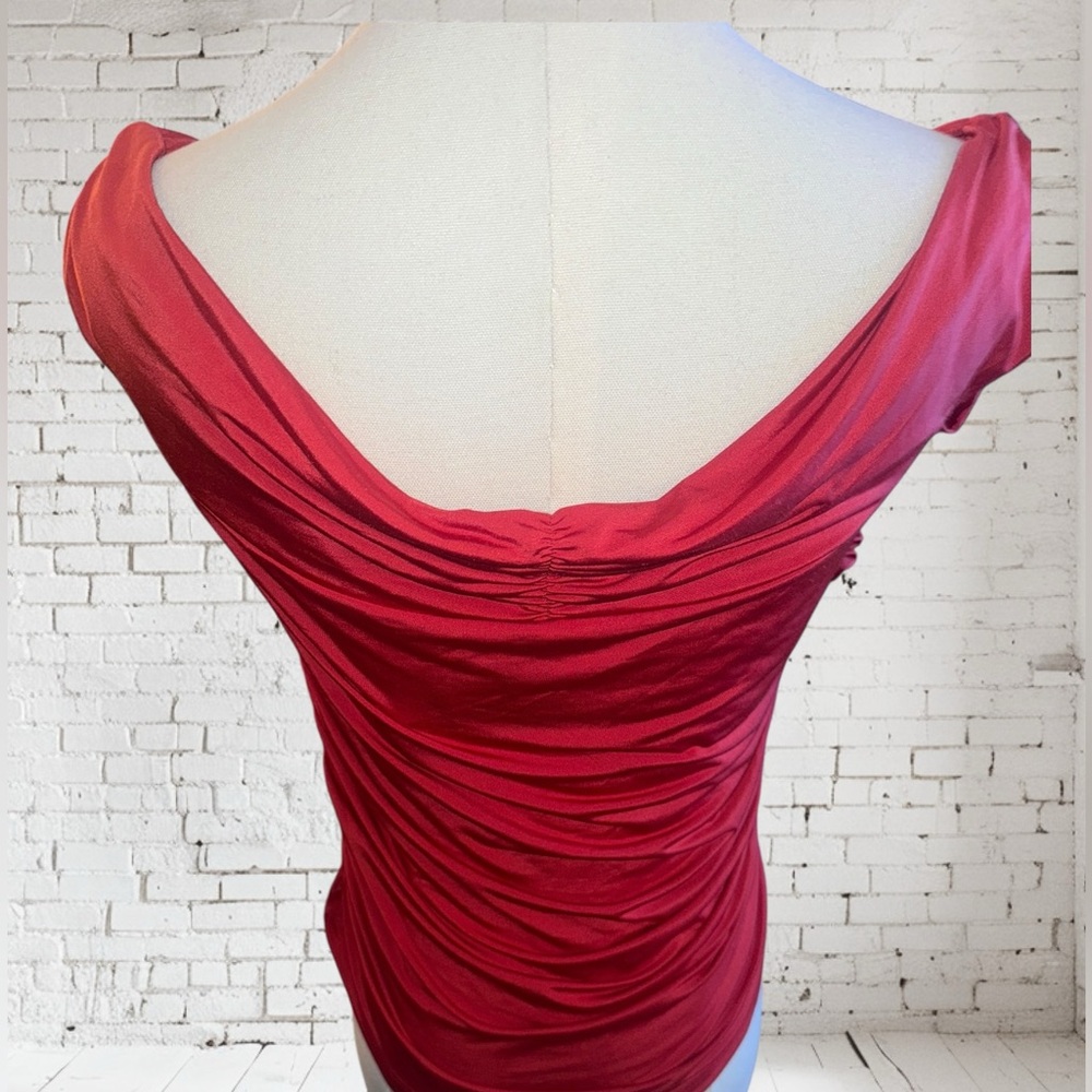 Topshop Bardot Wrap Top Red 8–10 NWT Off Shoulder Wrap Date Night Style - Picture 9 of 10